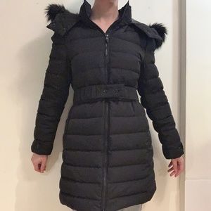 NWOT Zara Down & Feather Filled Coat in Black- Size M